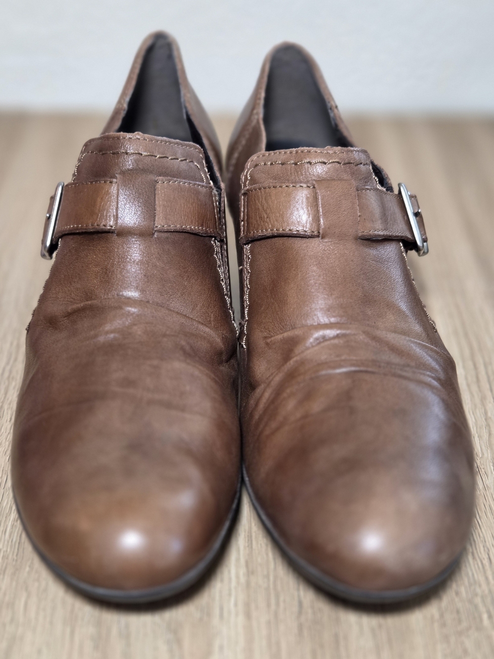 Rieker Antistress Brown Leather Buckle Shoes - Size US 10/ EU 41